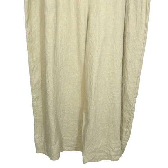 Everlane Womens Size 6 Flax Linen Blend Short Sleeve Jumpsuit Cropped Khaki‎ - Picture 8 of 14